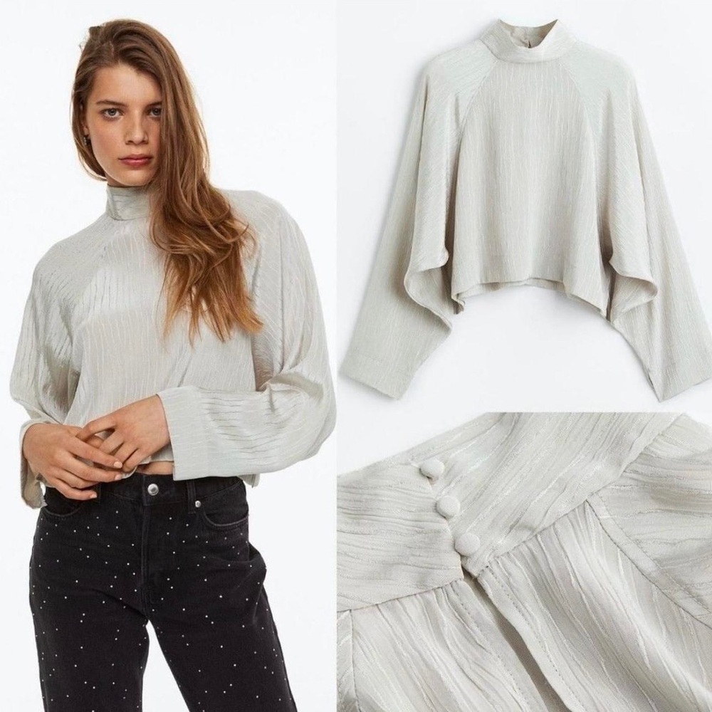 H&M Cream Batwing-Sleeved Blouse Womens | Size XL| Chic & Elegant